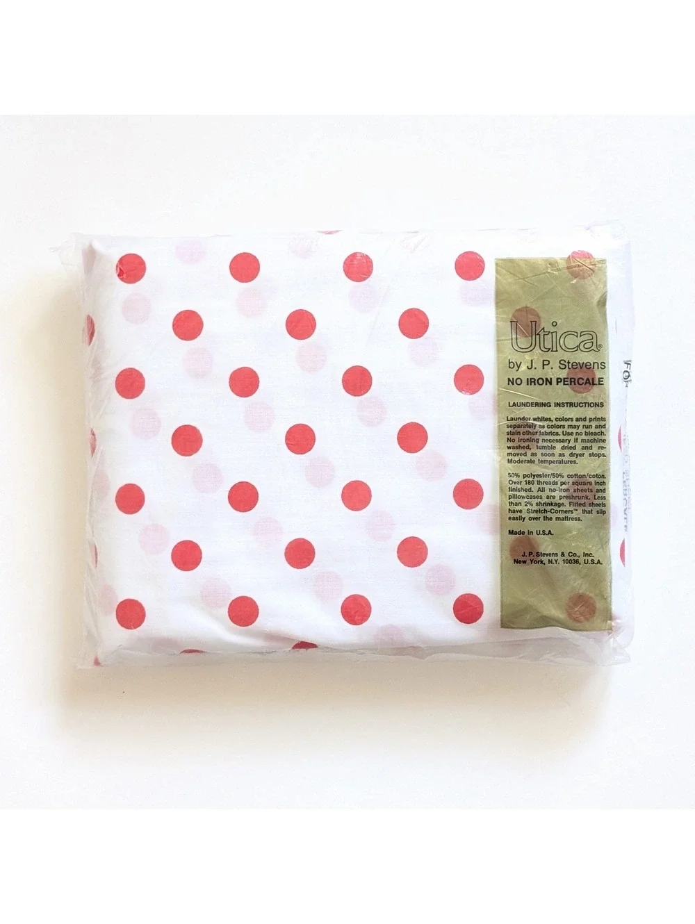 1980s Vintage Red & White Polka Dot Double Fitted Sheet